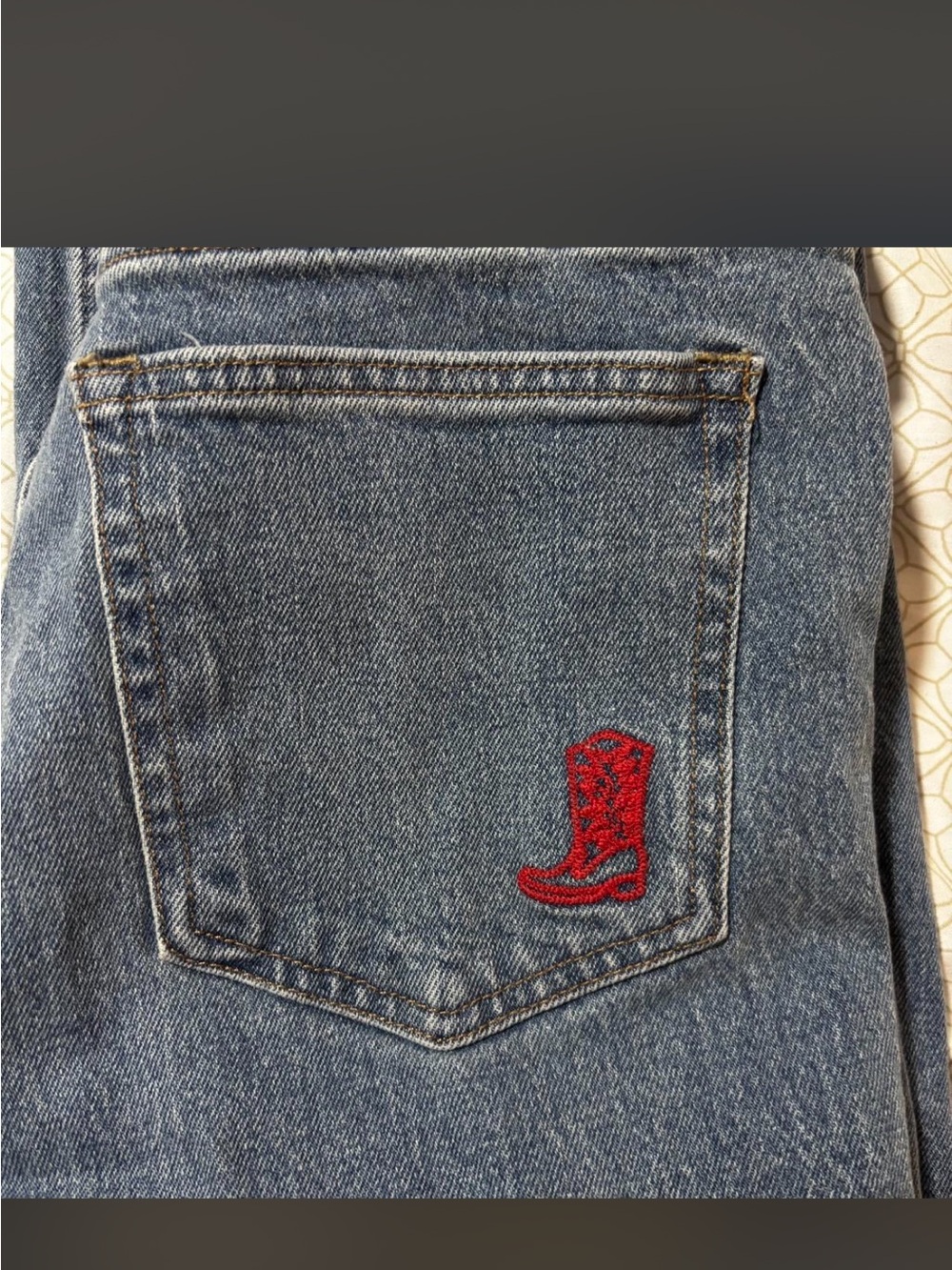 Abercrombie & Fitch Blue Denim Boot-Embroidered Jeans